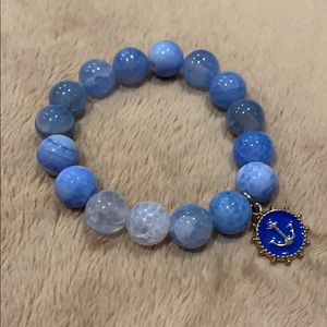 Blue Agate Crystal Healing Anchor Bracelet